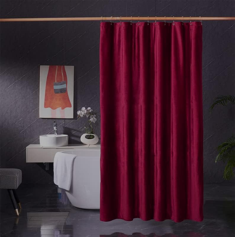 Velvet Dark Grey Shower Curtains for Bathroom,260 GSM Heavy Duty Fabric Luxury Shower Curtain with Hooks, Thicken, Washable, Waterproof for Hotels, Bathtubs, 72 x 72 inches