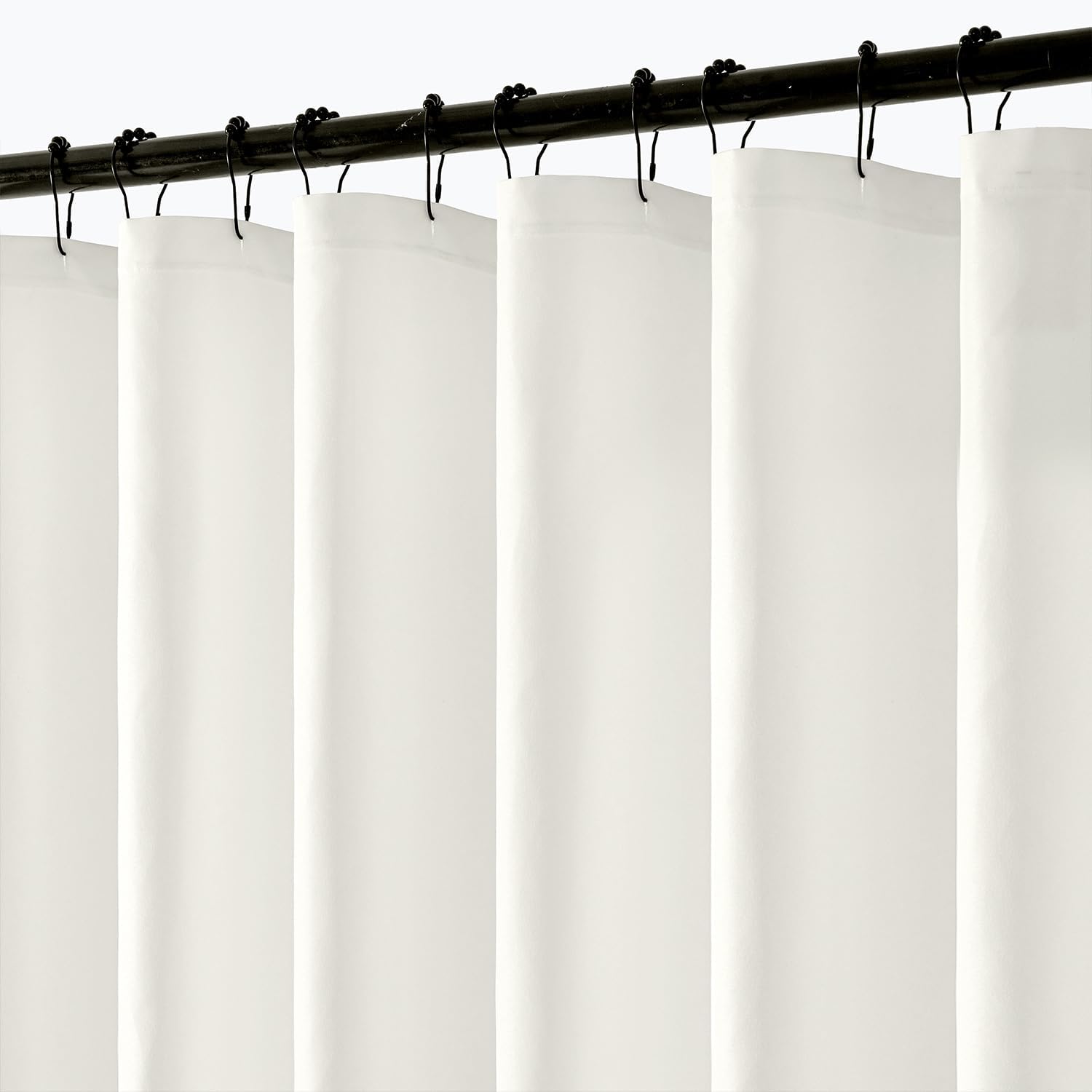 ANRODUO White Extra Long Fabric Shower Curtain, 108 Inch Long Heavy Duty Cloth Shower Curtain Set with 12 Metal Hooks, Waterproof Decor Machine Washable for Bathroom Bathtub Hotel, 72 x 108