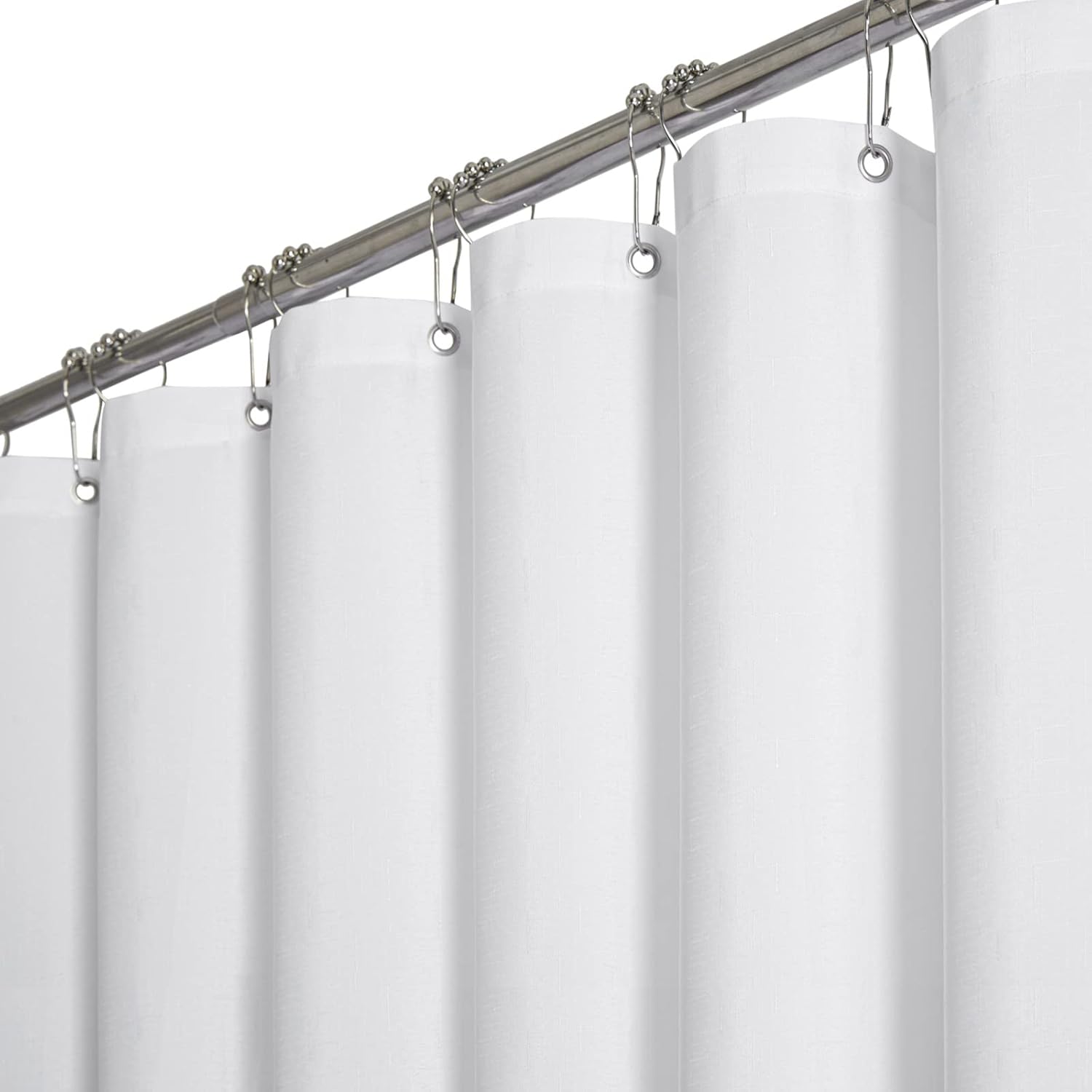 BTTN Extra Wide Shower Curtain - 108x72 Inch Linen Textured Waterproof Fabric Shower Curtain Set with 18 Plastic Hooks, Large Modern Neutral Cloth Shower Curtains for Bathroom and Bathtub - Grey/Gray