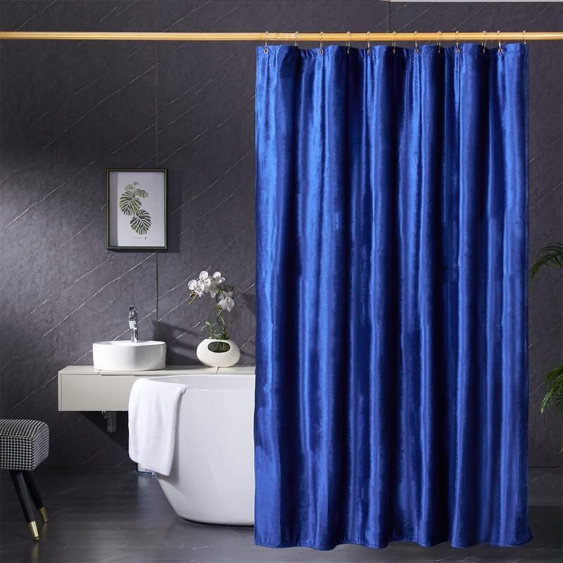 Velvet Dark Grey Shower Curtains for Bathroom,260 GSM Heavy Duty Fabric Luxury Shower Curtain with Hooks, Thicken, Washable, Waterproof for Hotels, Bathtubs, 72 x 72 inches
