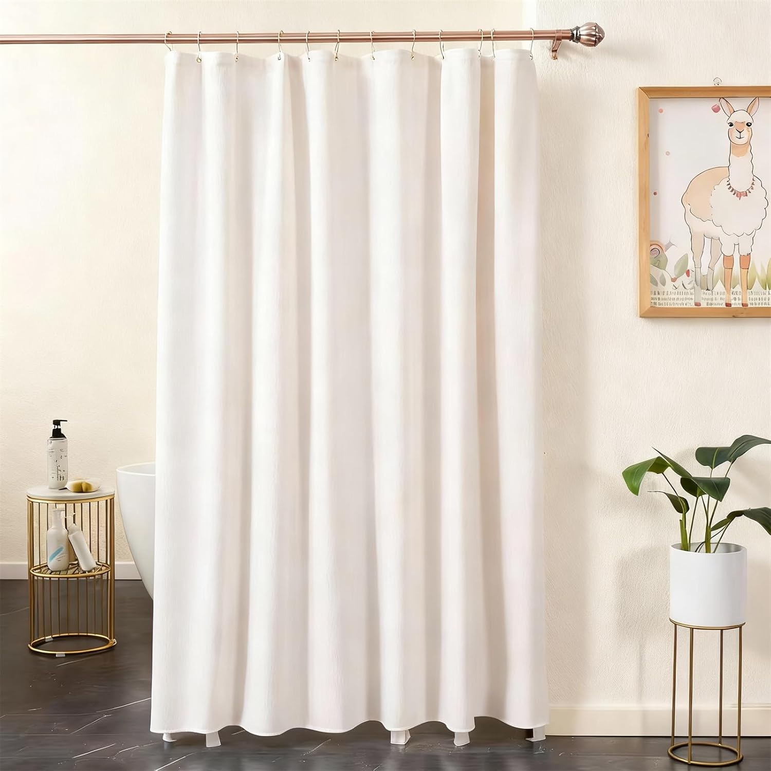 Velvet Dark Grey Shower Curtains for Bathroom,260 GSM Heavy Duty Fabric Luxury Shower Curtain with Hooks, Thicken, Washable, Waterproof for Hotels, Bathtubs, 72 x 72 inches