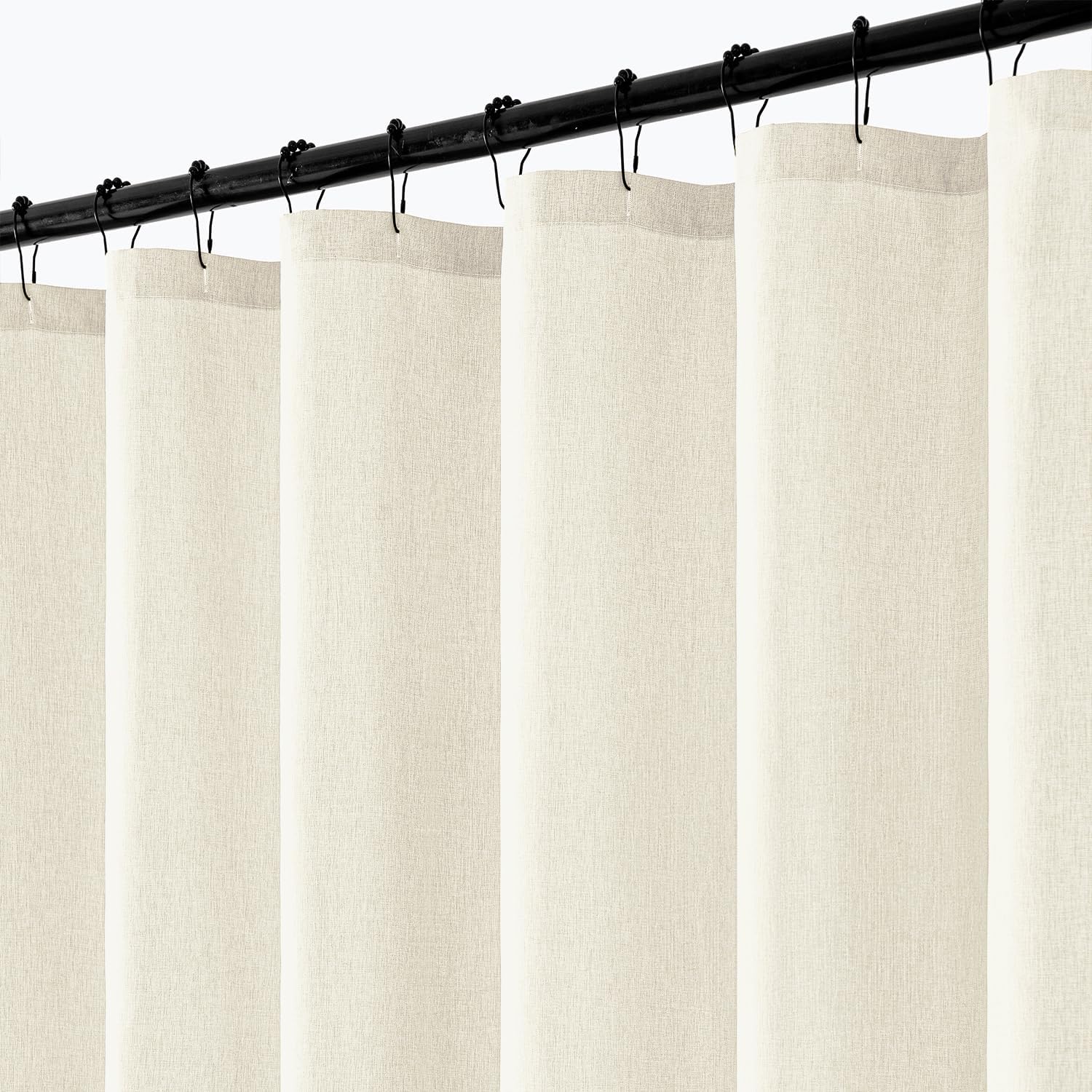 ANRODUO White Extra Long Fabric Shower Curtain, 108 Inch Long Heavy Duty Cloth Shower Curtain Set with 12 Metal Hooks, Waterproof Decor Machine Washable for Bathroom Bathtub Hotel, 72 x 108