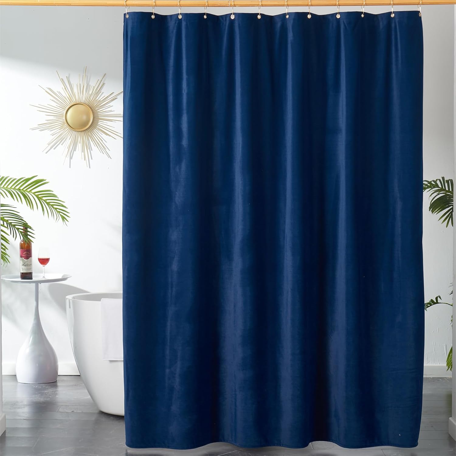 Velvet Dark Grey Shower Curtains for Bathroom,260 GSM Heavy Duty Fabric Luxury Shower Curtain with Hooks, Thicken, Washable, Waterproof for Hotels, Bathtubs, 72 x 72 inches