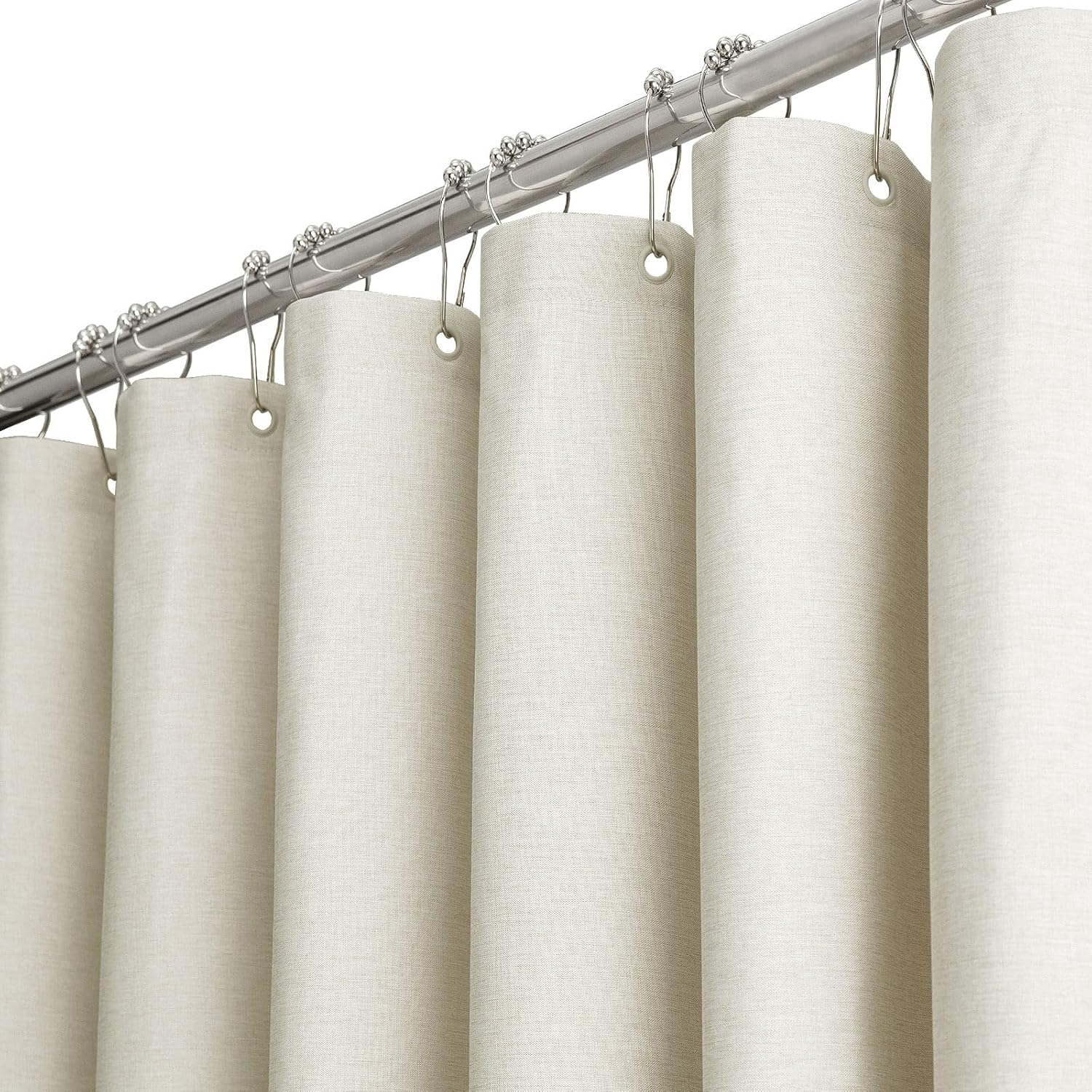 BTTN Extra Wide Shower Curtain - 108x72 Inch Linen Textured Waterproof Fabric Shower Curtain Set with 18 Plastic Hooks, Large Modern Neutral Cloth Shower Curtains for Bathroom and Bathtub - Grey/Gray