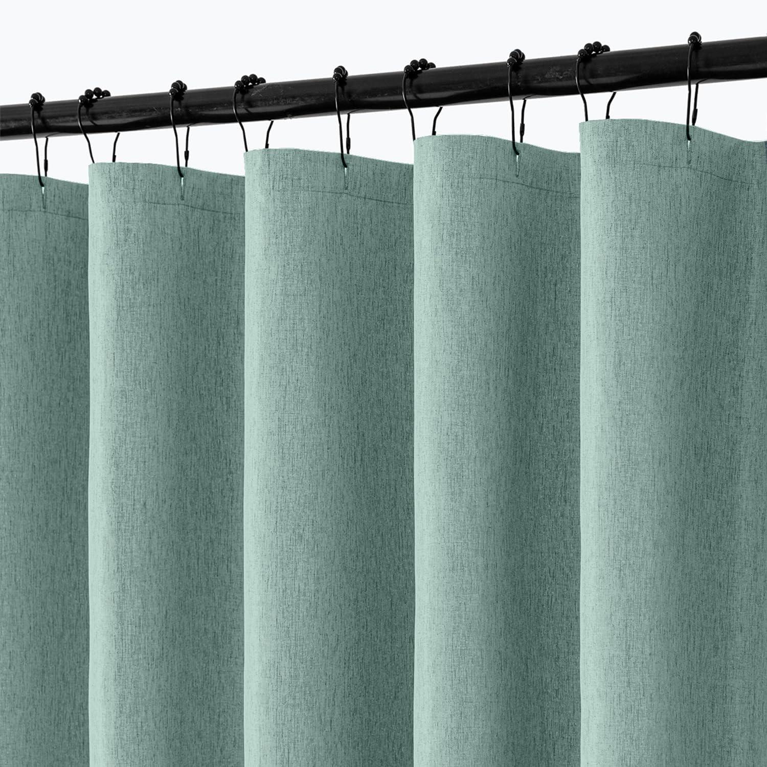 ANRODUO White Extra Long Fabric Shower Curtain, 108 Inch Long Heavy Duty Cloth Shower Curtain Set with 12 Metal Hooks, Waterproof Decor Machine Washable for Bathroom Bathtub Hotel, 72 x 108