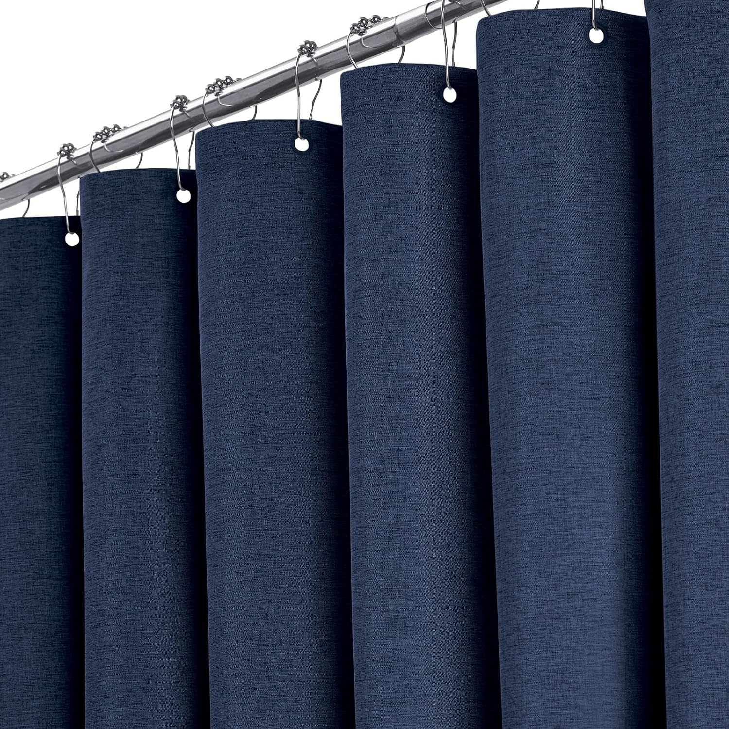 BTTN Extra Wide Shower Curtain - 108x72 Inch Linen Textured Waterproof Fabric Shower Curtain Set with 18 Plastic Hooks, Large Modern Neutral Cloth Shower Curtains for Bathroom and Bathtub - Grey/Gray